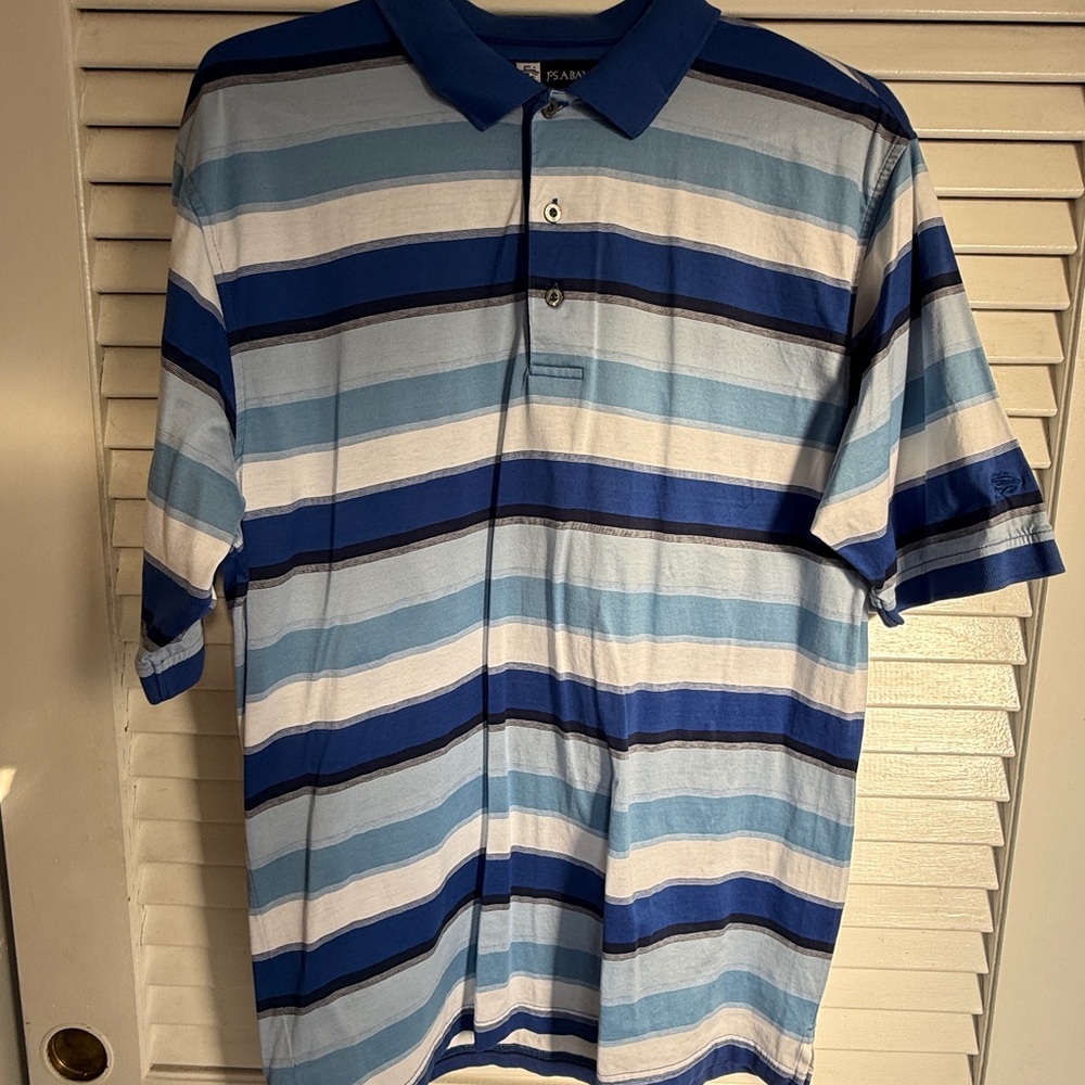 Jos. A. Bank Men's Cotton Polo with Blue and White Stripes